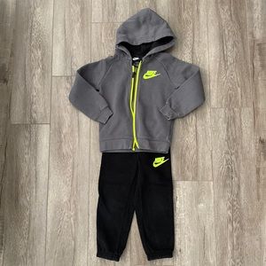 Nike Jogger Set - Black Jogger and Grey Jacket - Highlighter Green Nike Symbol